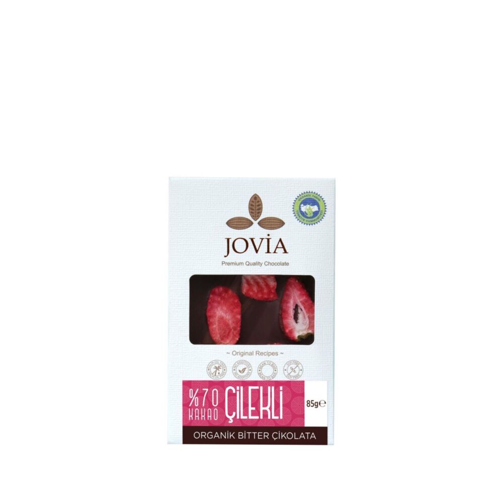 Jovia Organik Bitter Çilekli Çikolata 85 Gr 5