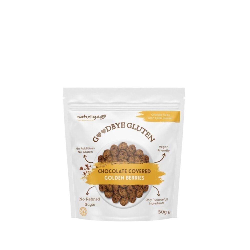 Naturiga Goodbye Gluten Bitter Çikolata Kaplı Altın Çilek Kurusu 50 Gr 5