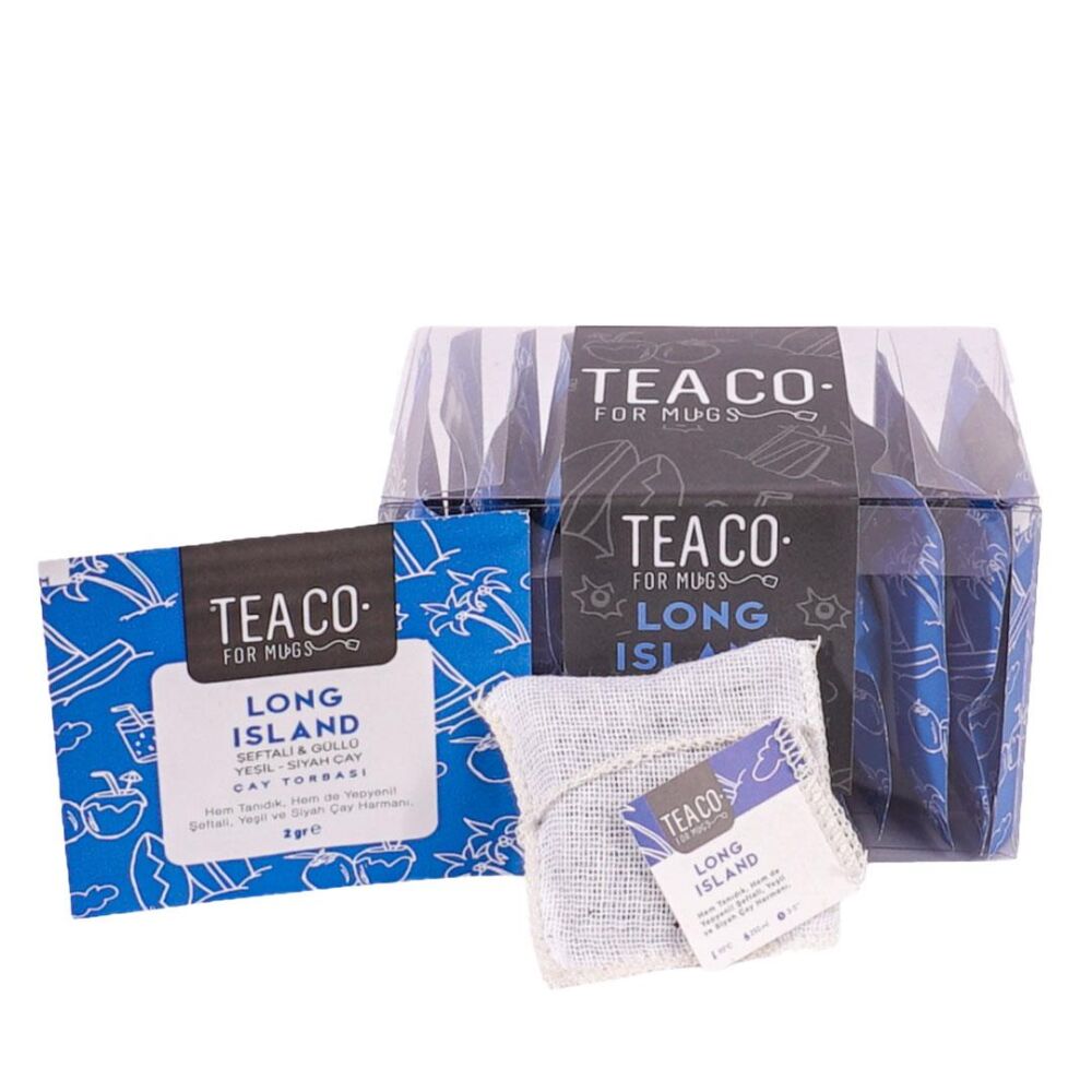 Tea Co Long Island Şeftali Gül Yeşil Siyah Çay Müslin Poşet 2 Gr x 12 Adet 5