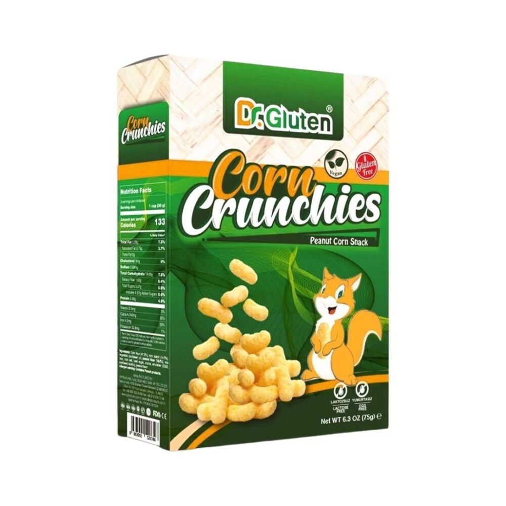 Dr. Gluten Corn Crunchies Glutensiz Vegan Laktozsuz Fıstıklı Mısır Çerezi 75 Gr 5