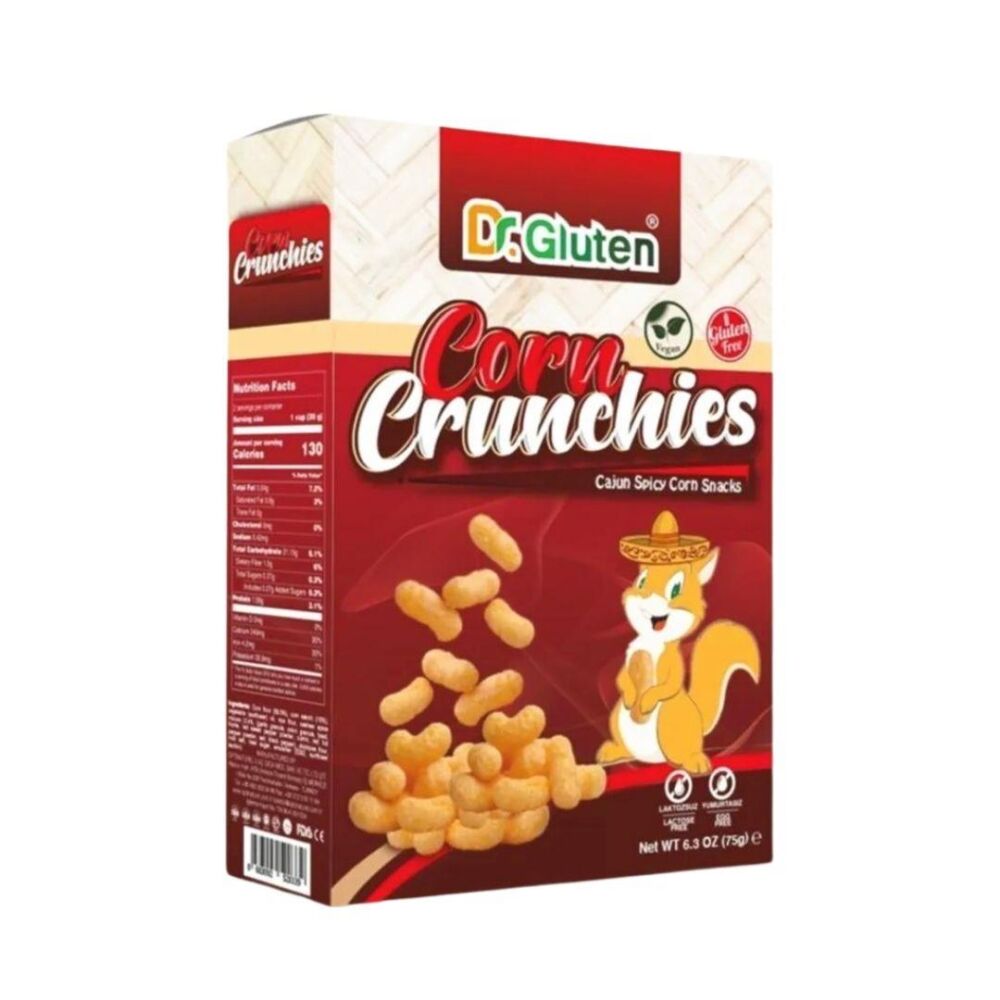 Dr. Gluten Corn Crunchies Glutensiz Vegan Laktozsuz Kajun Baharatı Mısır Çerezi 75 Gr 5