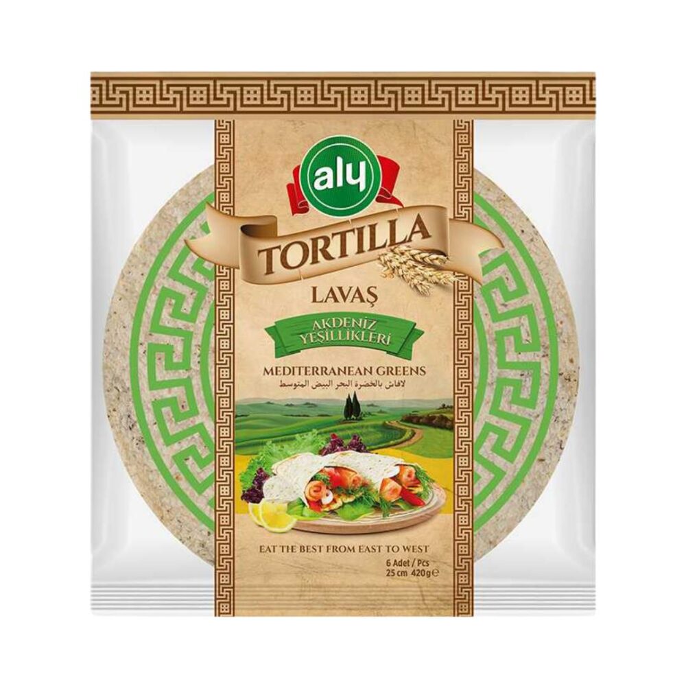 Aly Tortilla Lavaş Akdeniz Yeşillikle 25 Cm 6'lı 420 Gr