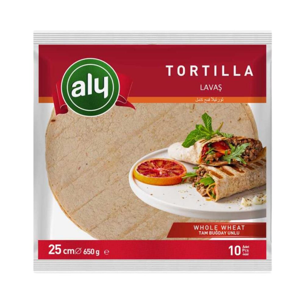 Aly Tortilla Lavaş Tam Buğday Unlu 25 Cm 10'lu 650 Gr